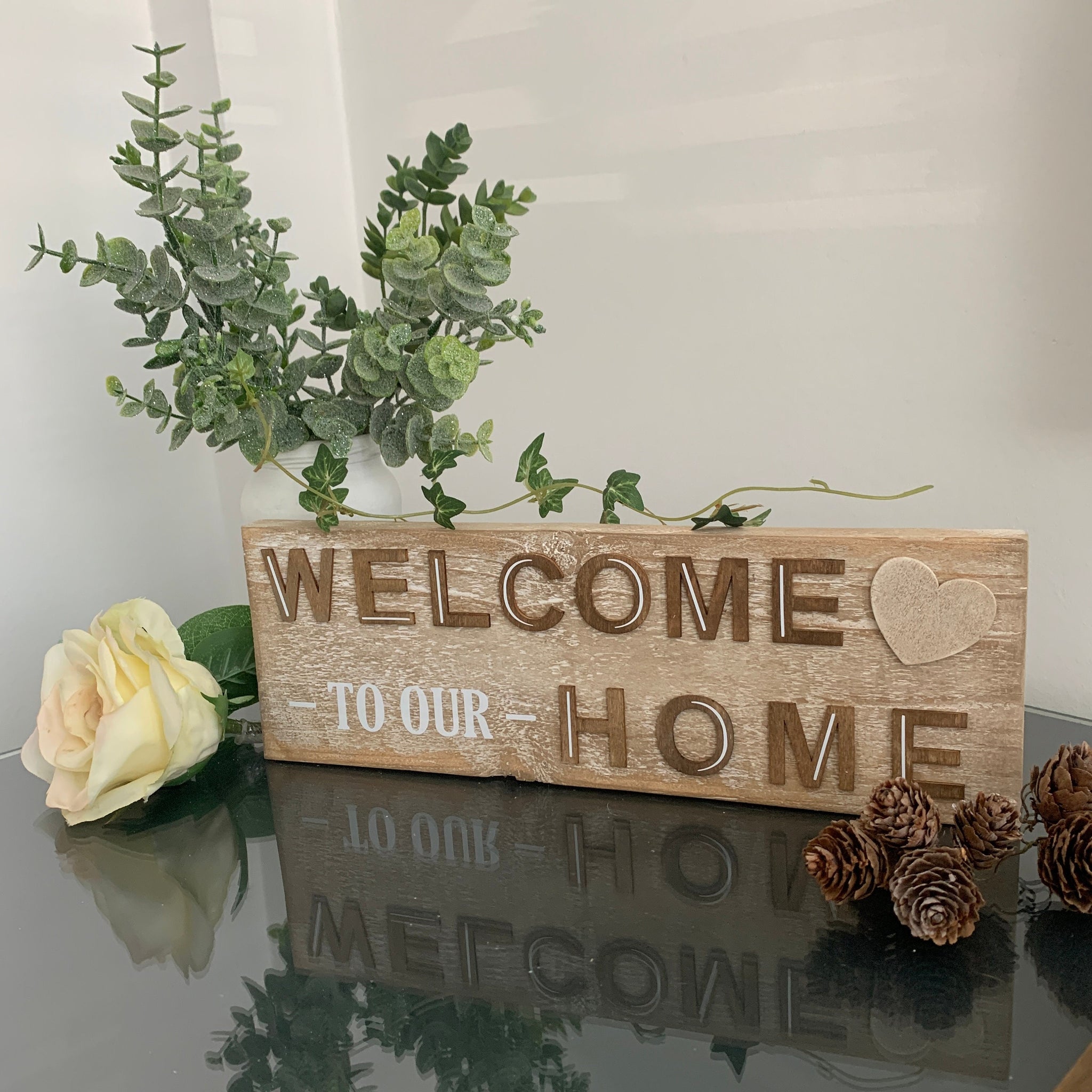 Welcome to our Home, New Home gift, Moving Home Gift, Pallet Sign, Home Decoration. Wooden Sign, 29 cm x 9.5 cm Farmhouse Style Sign.