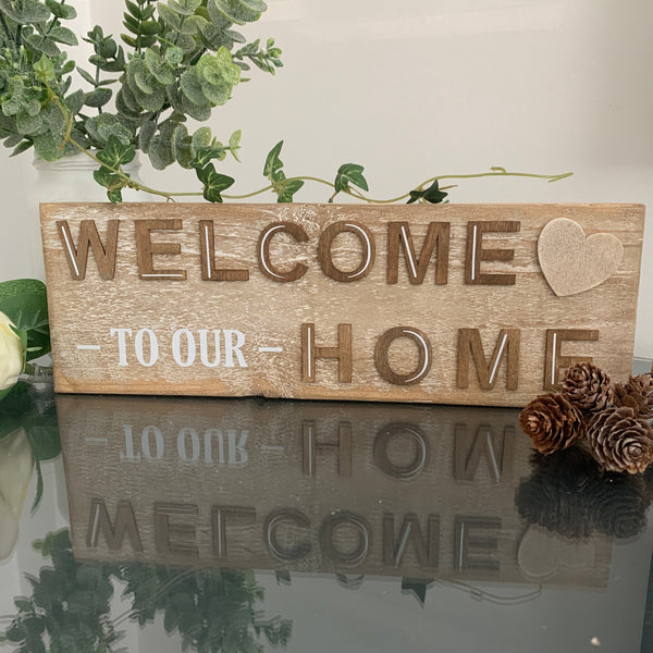 Welcome to our Home, New Home gift, Moving Home Gift, Pallet Sign, Home Decoration. Wooden Sign, 29 cm x 9.5 cm Farmhouse Style Sign.