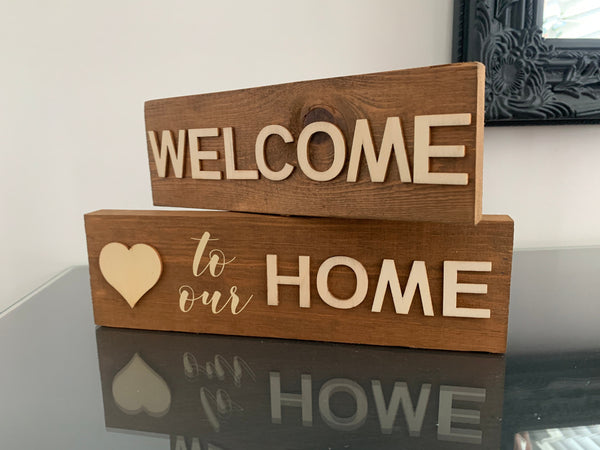 Wooden Sign, Welcome to our Home Sign. Home Decoration. Welcome entry Sign. Handmade Wooden Sign - SMALL BUSINESS