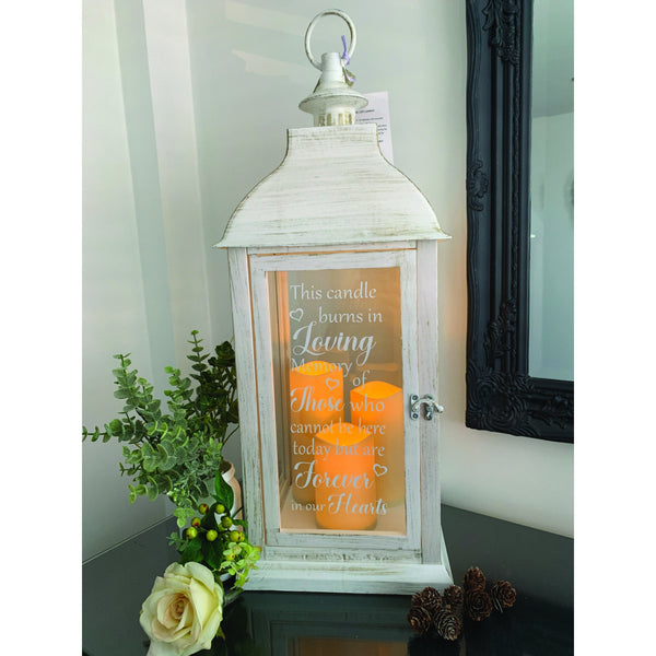 This candle burns in loving memory of those who cannot be here today but are forever in our hearts. Memorial Lantern, Wedding, Special Event