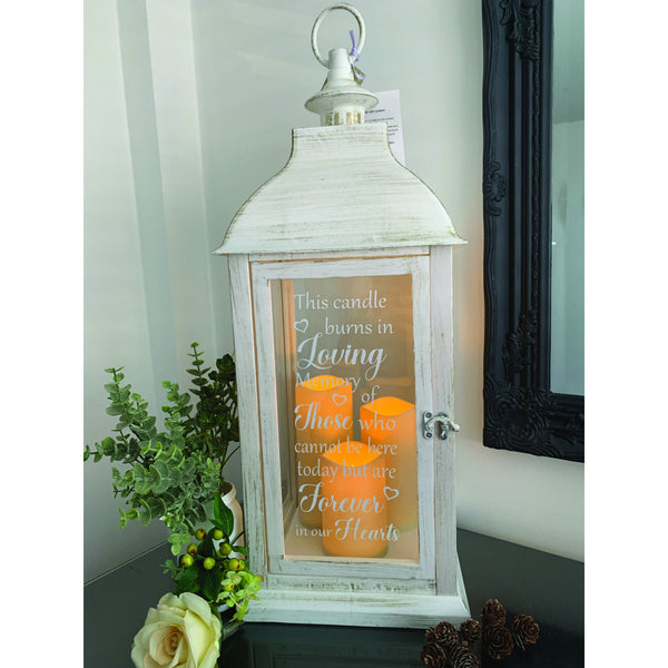 This candle burns in loving memory of those who cannot be here today but are forever in our hearts. Memorial Lantern, Wedding, Special Event