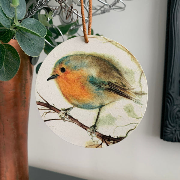 Robin, Lost Loved Ones, Robin Bauble, Tree Decoration, Home Decoration, Grieving Gift, Wooden Robin Bauble, Handmade. Memorial Robin decor.