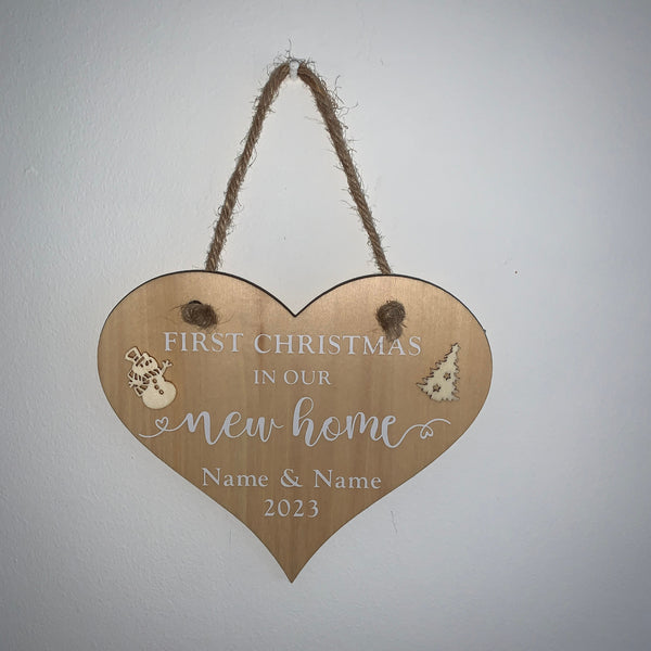 First Christmas in our New Home, Christmas Decoration, Home Decoration, Heart Sign, Personalised Christmas Gift. Christmas Gift