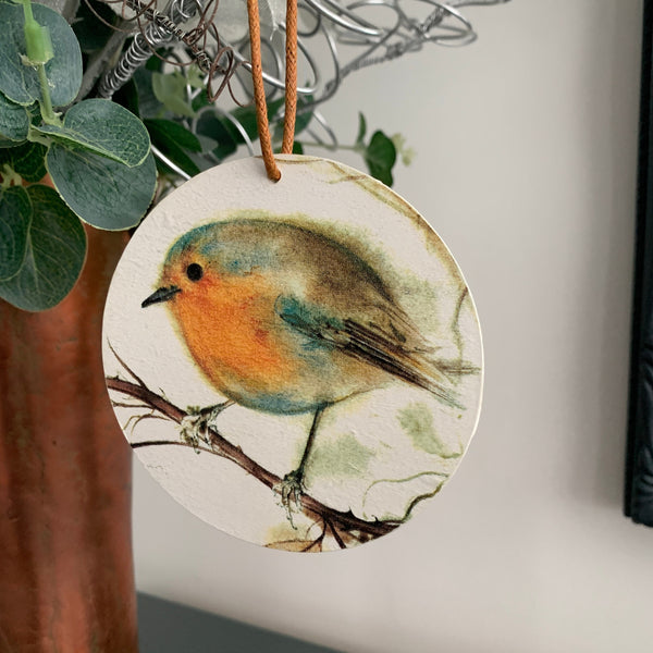 Robin, Lost Loved Ones, Robin Bauble, Tree Decoration, Home Decoration, Grieving Gift, Wooden Robin Bauble, Handmade. Memorial Robin decor.