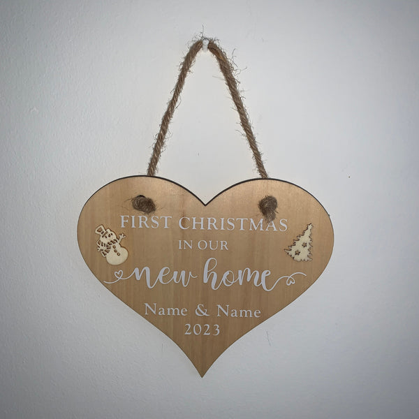 First Christmas in our New Home, Christmas Decoration, Home Decoration, Heart Sign, Personalised Christmas Gift. Christmas Gift