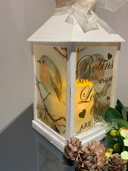 Robin Lantern, Bereavement Gift, Memorial Lantern, Robins Appear when Loved Ones are Near, Grieving/Mourning gift, Christmas gift