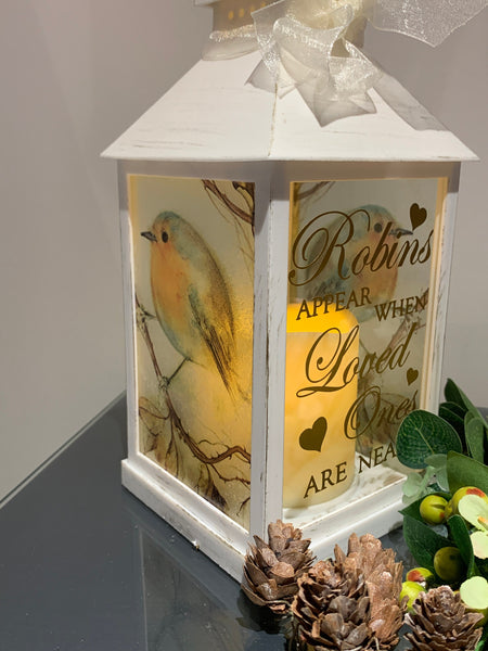 Robin Lantern, Bereavement Gift, Memorial Lantern, Robins Appear when Loved Ones are Near, Grieving/Mourning gift, Christmas gift