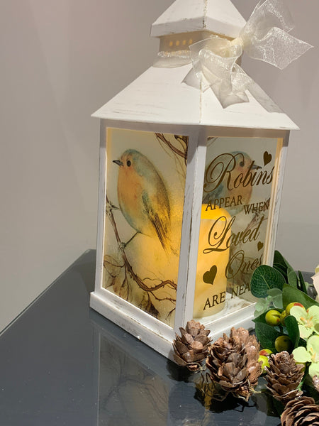 Robin Lantern, Bereavement Gift, Memorial Lantern, Robins Appear when Loved Ones are Near, Grieving/Mourning gift, Christmas gift