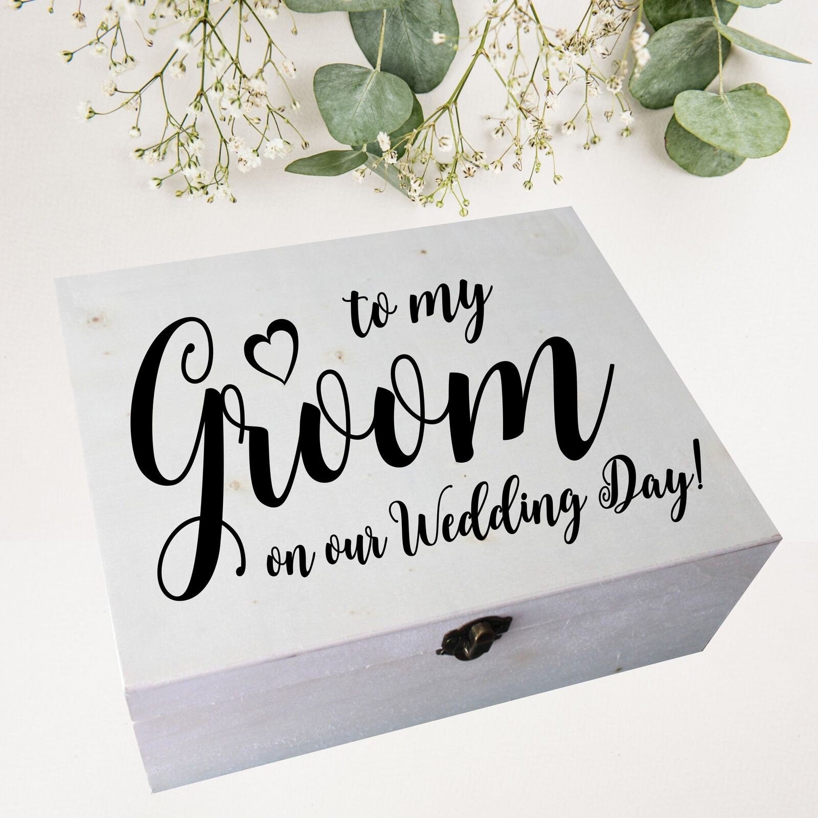 Wooden Gift Box, Gift Box for Bride or Groom, To my Bride, To my Groom on our Wedding Day, Keepsake Box, Wedding Gift Box, 25 cm x 20 cm