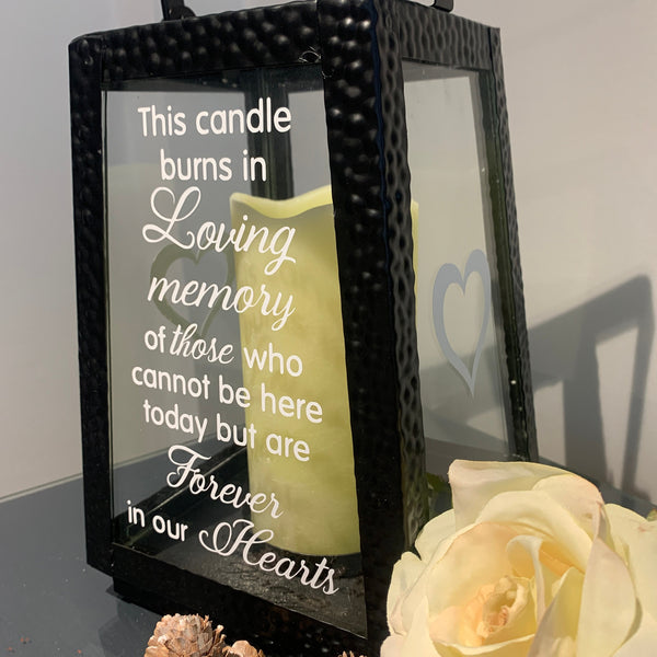 Lantern, This candle burns in loving memory of those who cannot be here today but are forever in our hearts. Memorial lantern, wedding decor