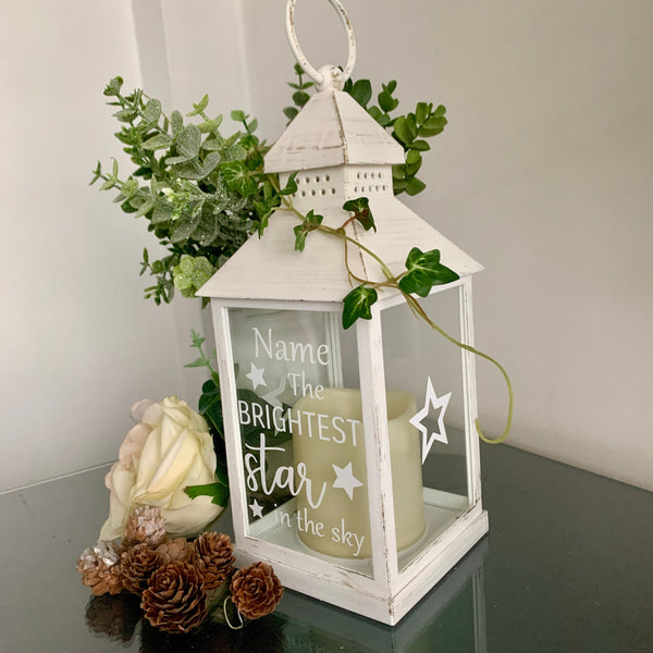 Remembrance Lantern, Personalized Memorial Lantern, Memorial Gift, Memorial Keepsake, The Brightest Star in the Sky. Grieving/Mourning Gift.