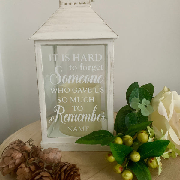 Keepsake Memorial Gift. It is hard to forget Someone who gave us so much to Remember. Memorial Lantern, Mourning/Grieving Gift, Memorial