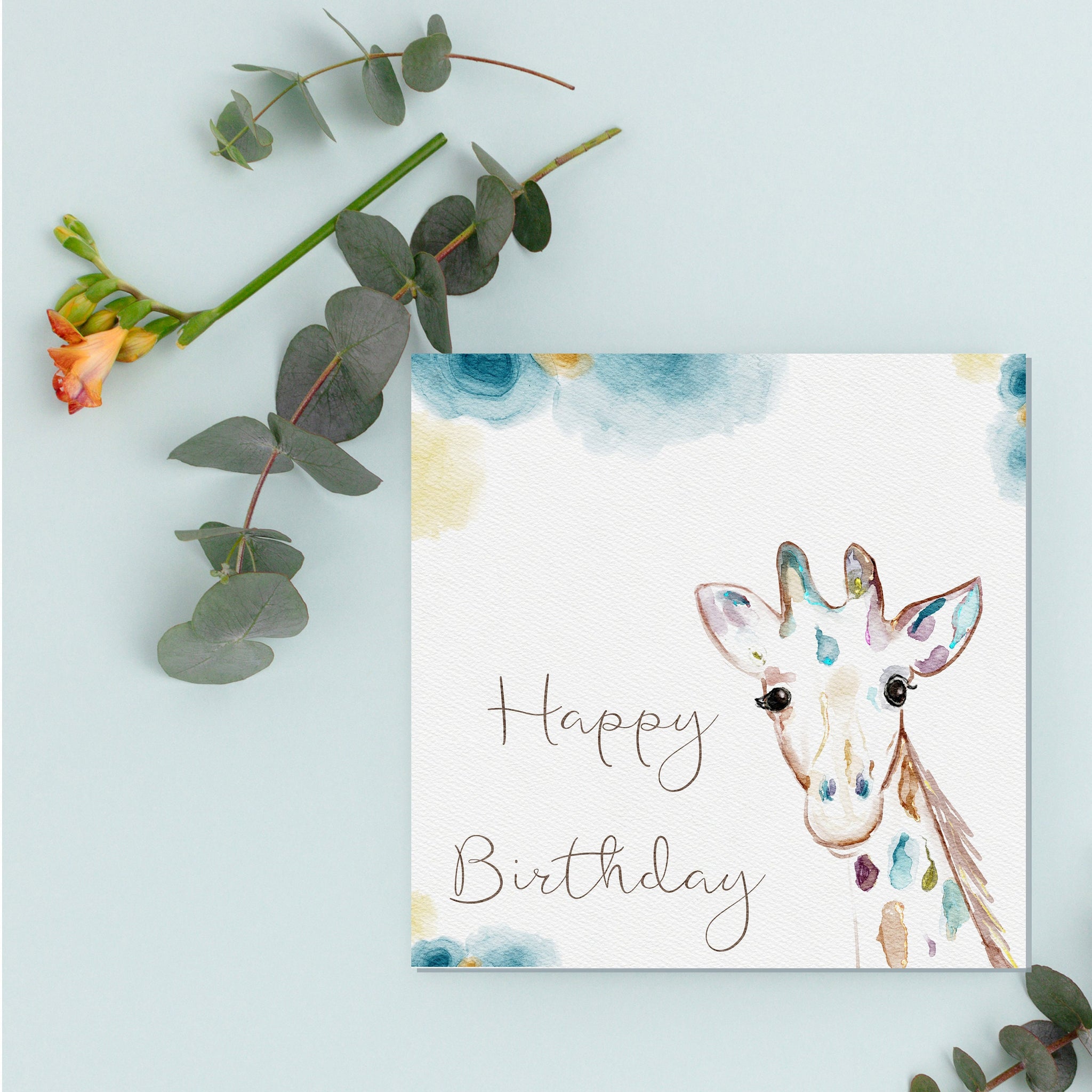 Birthday Card, Greeting Card, Giraffe Card, Adult Card, Children Card, Birthday Card and Envelope, Giraffe Birthday Card, Happy Birthday.