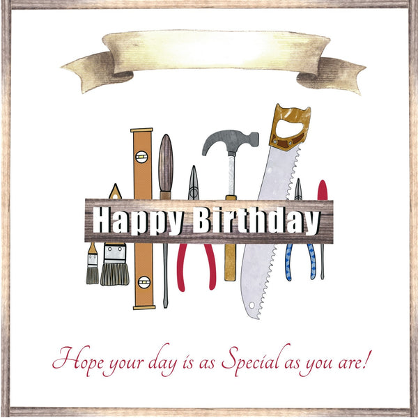 Birthday Card, No 1 Grampy, Happy Birthday Card, Greeting Card, Tools inspired, Birthday Card and Envelope, Grampy Card. Happy Birthday