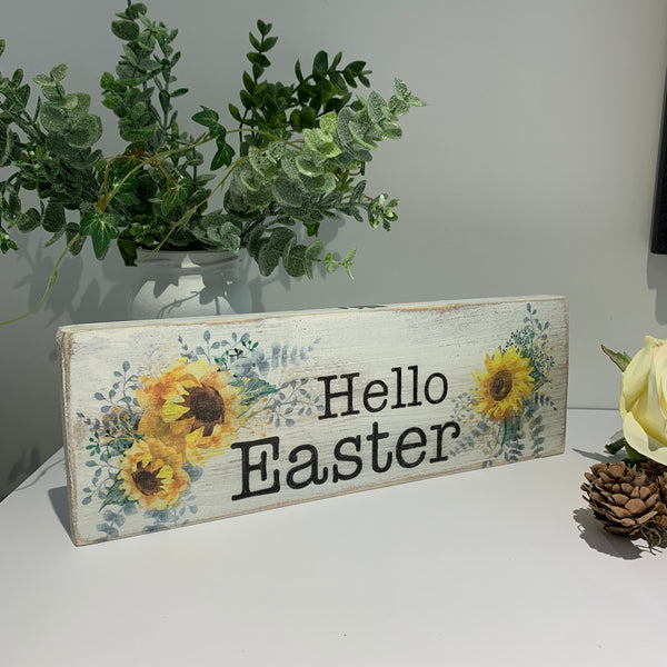 Easter Sign, Sunflowers, Wooden Sign, Home Decor, Kitchen Decor, Easter gift, Freestanding Easter Sign, Happy Easter Gift, Easter Decoration