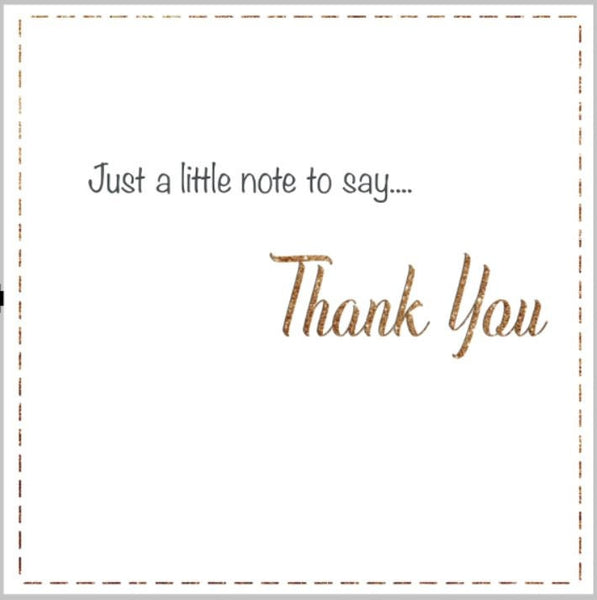 Thank you Card greeting card, Just a little note to say Thank you, greeting card, Blank card, white card. Square card, gratitude card.