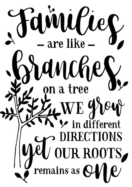 Digital download, Family quote, Families are like branches, Home decor, print download and cutting file