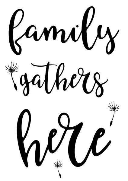 Digital download, Family quote, Family gathers Here, Home decor, print download and cutting file