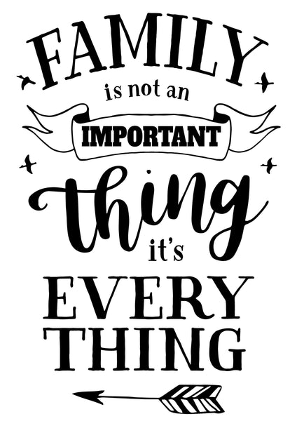 Digital download, Family quote, Family is not an import thing it’s every thing, Home decor, print download and cutting file