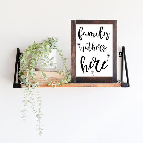 Digital download, Family quote, Family gathers Here, Home decor, print download and cutting file