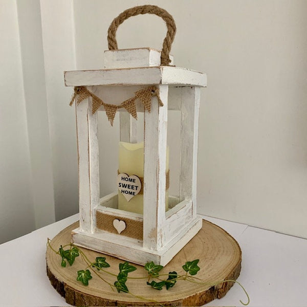 Handcrafted Wooden Rustic Candle Lantern Home Sweet Home Farmhouse Decoration.