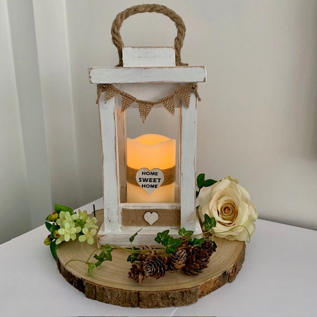 Handcrafted Wooden Rustic Candle Lantern Home Sweet Home Farmhouse Decoration.