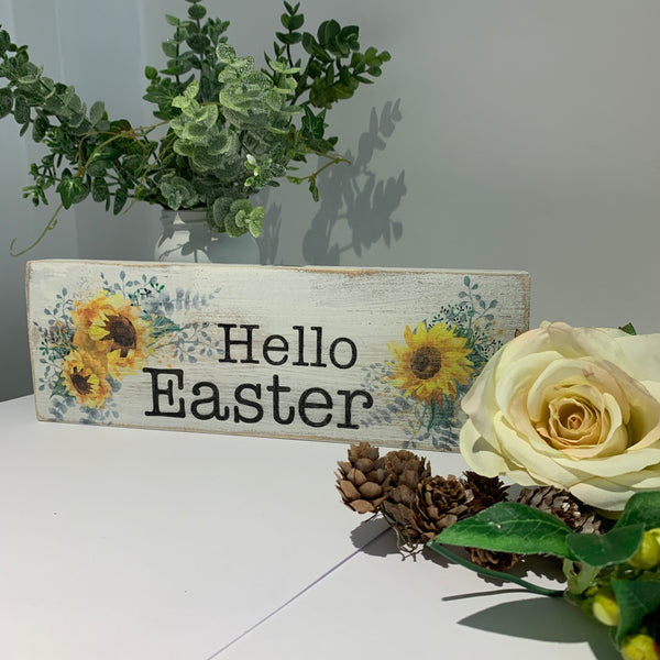 Easter Sign, Sunflowers, Wooden Sign, Home Decor, Kitchen Decor, Easter gift, Freestanding Easter Sign, Happy Easter Gift, Easter Decoration