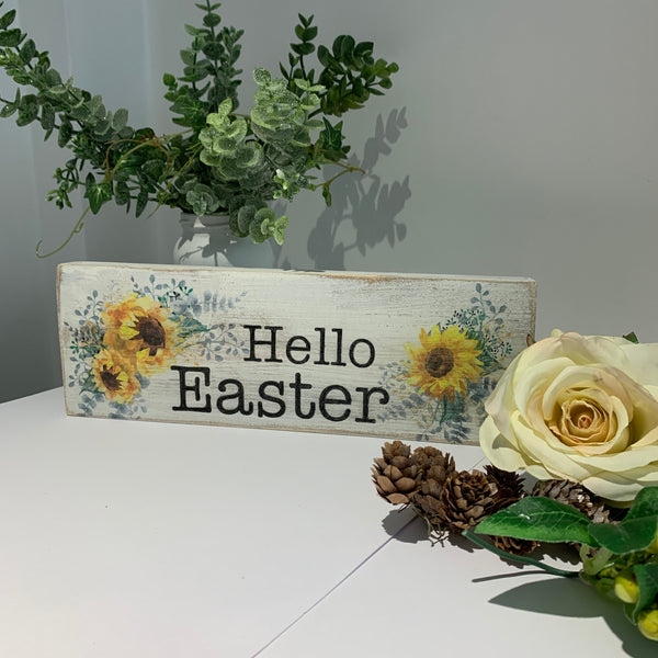 Easter Sign, Sunflowers, Wooden Sign, Home Decor, Kitchen Decor, Easter gift, Freestanding Easter Sign, Happy Easter Gift, Easter Decoration