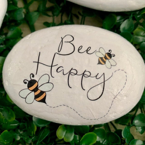 Pocket Rocks, Bee Happy, Inspirational Stone, Bee Pebble, Keepsake Gift, Pebble Gift, Birthday Gift, Pocket Hugs. Bee Happy Pebble Gift.