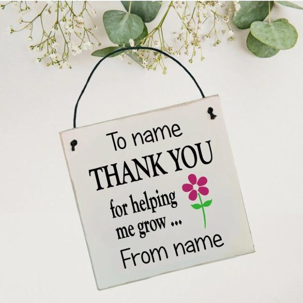 Teacher Gift, Thank you for helping me Grow, Personalised Teacher Gifts, Children's Teacher Gift, Thank You Gift. Appreciation Gift Keepsake