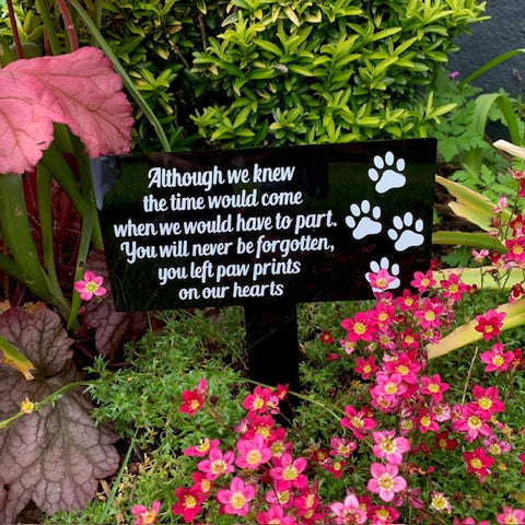 Pet Grave Marker| Remembrance Marker | Acrylic Memorial Plaque | Black Memorial Plaque | Animal/Pet Remembrance Sign Pet Memorial Garden