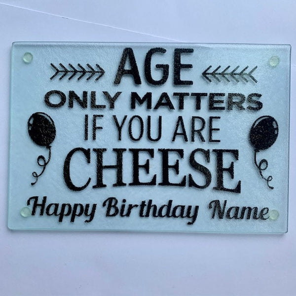 Chopping Board, Personalised Cheeseboard, Birthday gift, Tray, Glass Chopping Board, Novelty Birthday Gift, Christmas Gift.