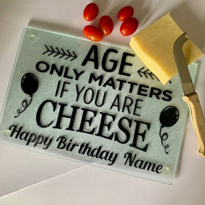 Chopping Board, Personalised Cheeseboard, Birthday gift, Tray, Glass Chopping Board, Novelty Birthday Gift, Christmas Gift.