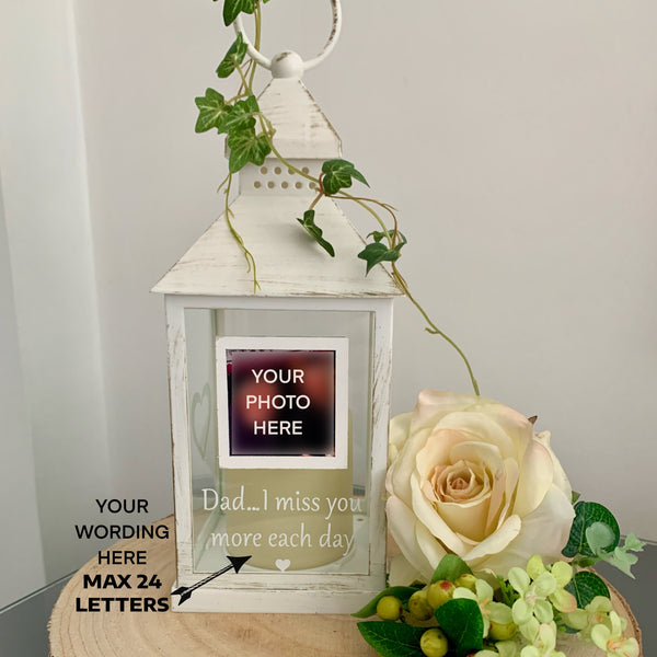 Memorial Photo Lantern, Sympathy Gift, Grieving Gift, Mourning Gift, Light Up Lantern,  Celebration of Life, Personalized Keepsake Lantern.