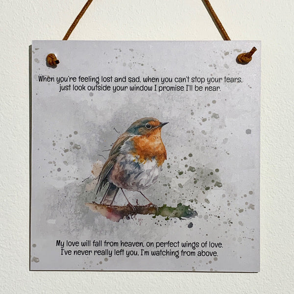 Bereavement Gift, Loved Ones, Memorial Gift, Grieving Gift, When you're feeling lost and sad. Red Robin Sign, Home Decor, Robin Sign