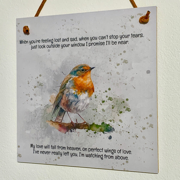 Bereavement Gift, Loved Ones, Memorial Gift, Grieving Gift, When you're feeling lost and sad. Red Robin Sign, Home Decor, Robin Sign