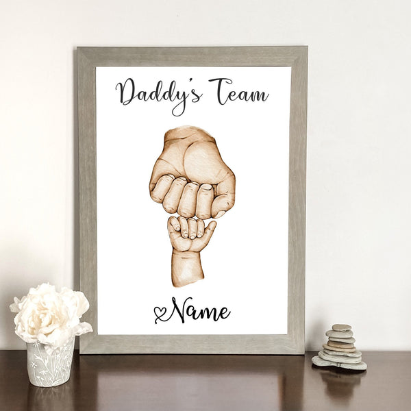 Daddys Team, Family Fist Bump Print, Father's Day Gift, Family Hand Print, Home Decor, Daddy Gift, Birthday Gift, Family Art Print ONLY