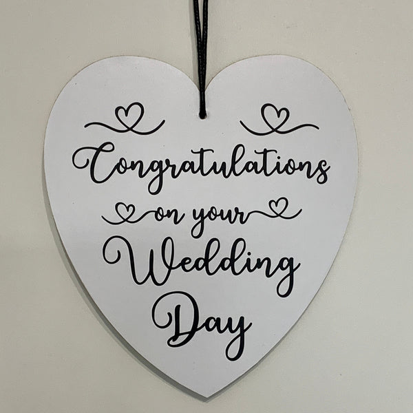 Wedding Gift, Congratulations on your Wedding Day, Wedding keepsake gift, Wedding Wall Hanger, Wedding Sign, Heart Wooden Sign. Wall hanging