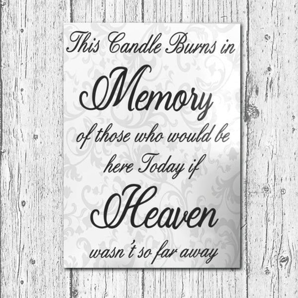 Wedding Sign, This candle burns in loving memory, Wedding Venue Decoration. Wedding Print,  Art Print for Wedding. Wedding decoration.