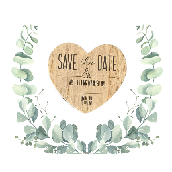 Save the Date, Wedding Invitations, Bride and Groom, Eucalyptus stationary, Magnetic Save the Date Heart, Save the Date Card, fridge magnet.