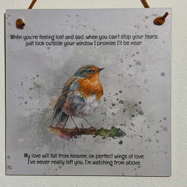 Bereavement Gift, Loved Ones, Memorial Gift, Grieving Gift, When you're feeling lost and sad. Red Robin Sign, Home Decor, Robin Sign