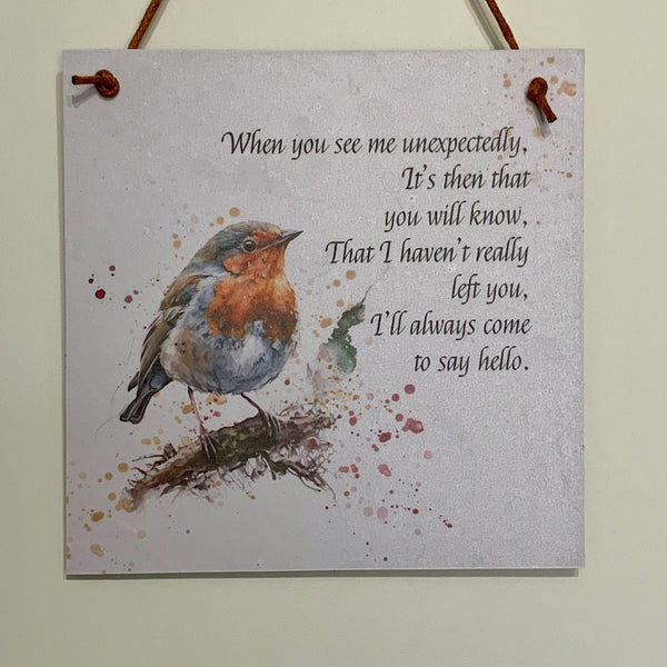 Sentiment sign, Memorial Robin Sign, Remembrance Keepsake for Loved Ones, Bereavement Gift, Wall Hanger, Sympathy Gift, Christmas Gift.