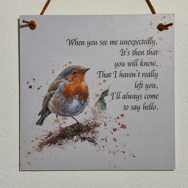 Sentiment sign, Memorial Robin Sign, Remembrance Keepsake for Loved Ones, Bereavement Gift, Wall Hanger, Sympathy Gift, Christmas Gift.