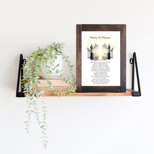 Digital download, The Gates of Heaven, Memorial Quote, Nanny in Heaven, DIY Art print, Grieving Gift. Mourning Gift.