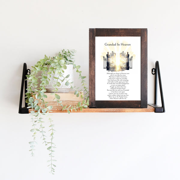 Digital download, The Gates of Heaven, Memorial Quote, Grandad in Heaven, DIY Art print, Grieving Gift. Mourning Gift.