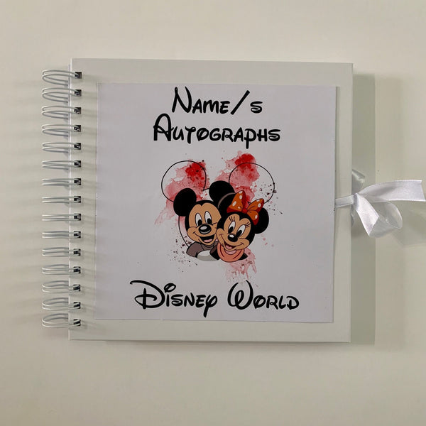 Disney Autograph Book, Personalised, Autograph Album, Disney Memories, Scrapbook/Journal/Book, Mickey or Minnie, Disneyland, 8" x 8 "