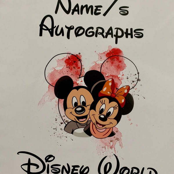 Disney Autograph Book, Personalised, Autograph Album, Disney Memories, Scrapbook/Journal/Book, Mickey or Minnie, Disneyland, 8" x 8 "