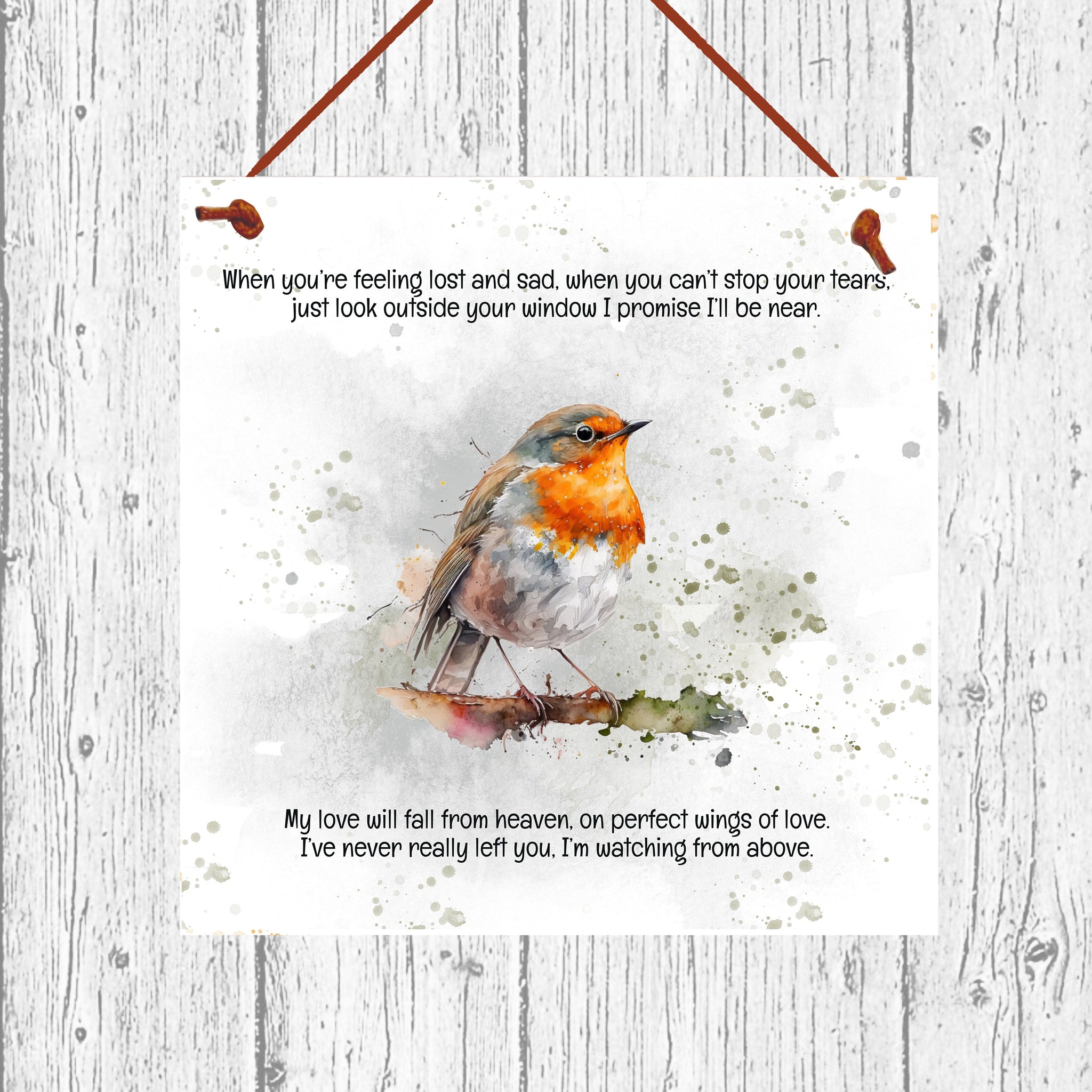 Bereavement Gift, Loved Ones, Memorial Gift, Grieving Gift, When you're feeling lost and sad. Red Robin Sign, Home Decor, Robin Sign