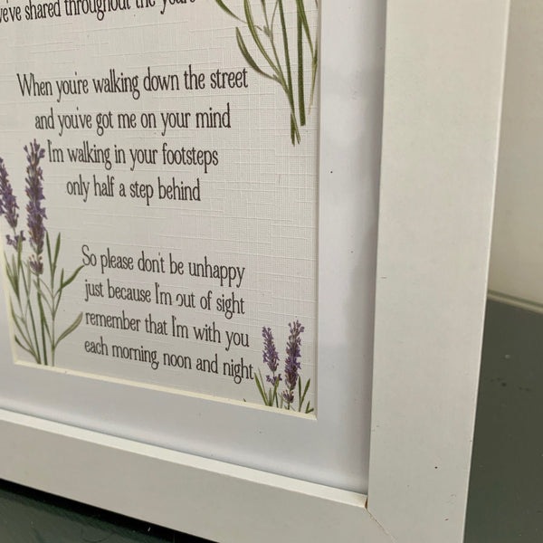 Remember me gift, Remembrance Gift, Grieving Gift, Mourning Gift, Memory Photo Frame, Remember Me Poem, Lavender/Memory Print and Frame