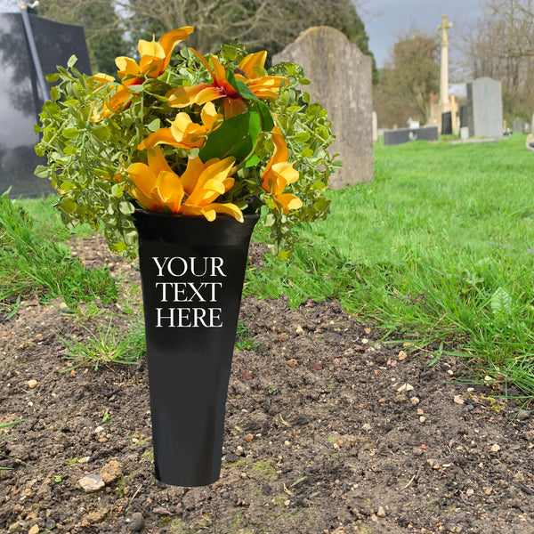 Custom made Memorial Flower Pot for Graveside or Cremation Remembrance. Grieving Gift.